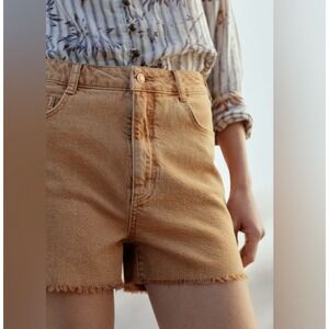 Pilcro Anthropologie Frayed Hem Denim Shorts Peach Orange High Rise Womens 28